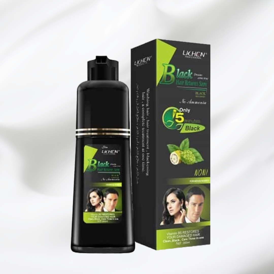 Lichen Natural Black Hair Color Shampoo Italy Based Formula